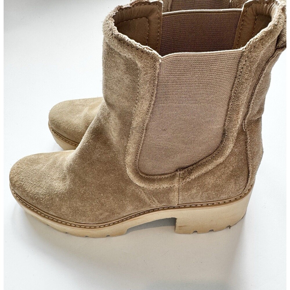 Dolce Vita Hawk H2O Boots Womens 9 Mushroom Suede Waterproof Chelsea Lug Sole - Picture 2 of 8